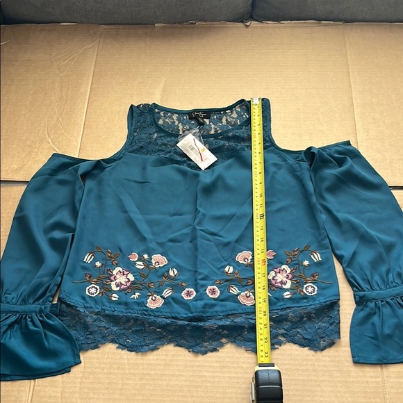 Jessica Simpson Blue Bell Sleeve Embellished Blouse - Picture 3 of 10